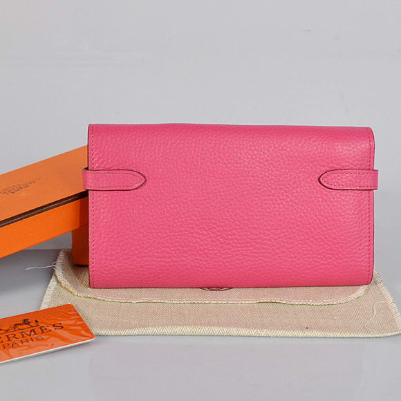High Quality Hermes Kelly Wallet Togo Leather Bi-Fold Purse A708 Peach Fake
